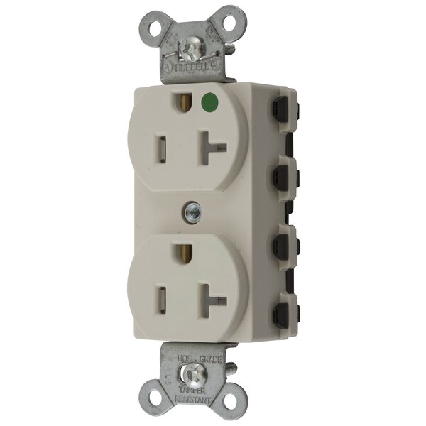 Straight Blade Receptacle, 5-20R, 20 A, 125V AC, 2 Pole, 3 Wire, Flush Mount, Grounded